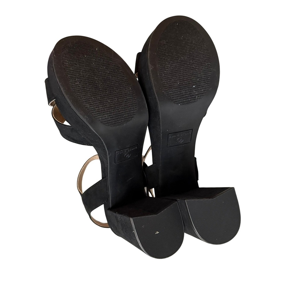 Sun+Stone Dehmii Black Platform Block Heel Sandals Womens 9.5 M Crisscross Strap - Picture 4 of 6
